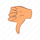 cartoon, down, finger, gesture, hand, sign, thumb