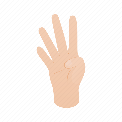 Concept, finger, four, gesture, hand, isometric, number icon - Download on Iconfinder