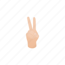 concept, finger, gesture, hand, isometric, number, two