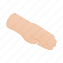 arm, concept, finger, hand, human, isometric, palm