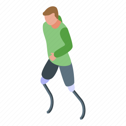 Running, amputated, legs, man, isometric icon - Download on Iconfinder