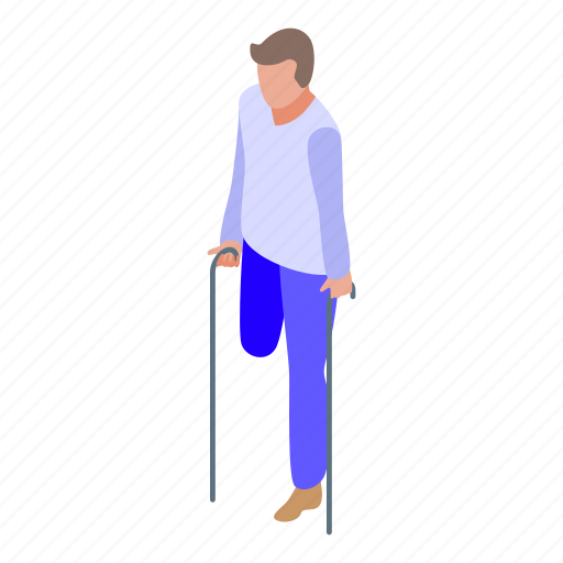Handicapped, man, amputated, leg, isometric icon - Download on Iconfinder