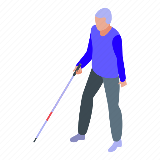 Handicapped, blind, man, isometric icon - Download on Iconfinder