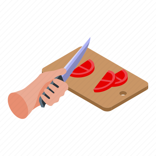 Cutting, food, hand, isometric icon - Download on Iconfinder