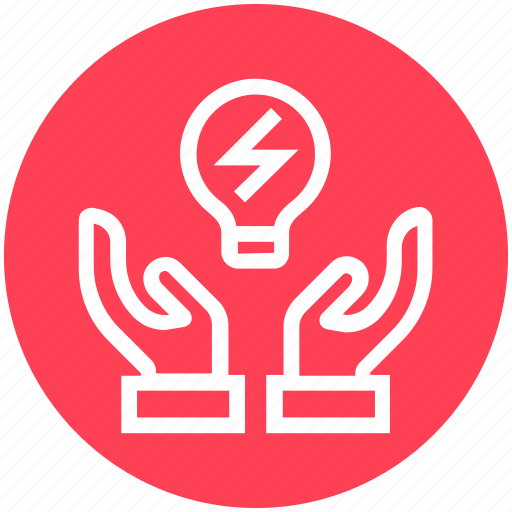Bulb light, care, energy, giving, hands support, safe, support icon - Download on Iconfinder