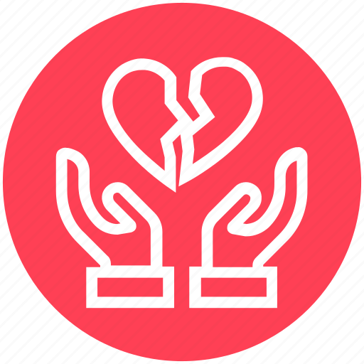 Broken heart, care, giving, hands support, heartbeat, safe, support icon - Download on Iconfinder