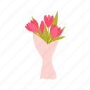 flower, flat, icon, tulip, bouquet, pink, floral, nature, garden
