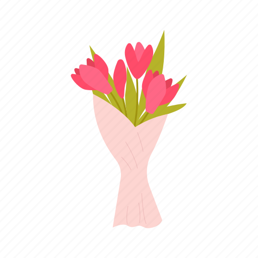 Flower, flat, icon, tulip, bouquet, pink, floral icon - Download on Iconfinder