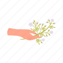 flower, flat, icon, hand, arm, floral, nature, garden, bouquet