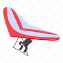 red, paraglider, isometric