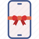 smart, phone, gift, happiness, mobile, present, ribbon