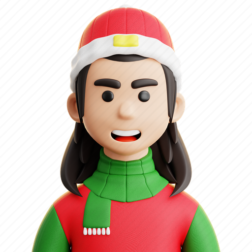 Chirstmas, girl, avatar, poeple, woman, people, person 3D illustration - Download on Iconfinder