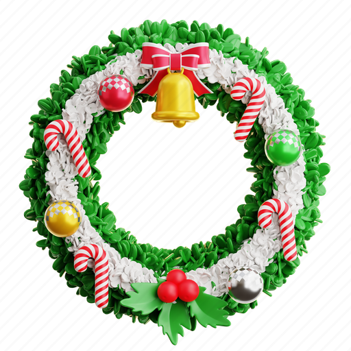 Chirstmas, wreath, decoration, xmas, celebration, winter, ornament 3D illustration - Download on Iconfinder