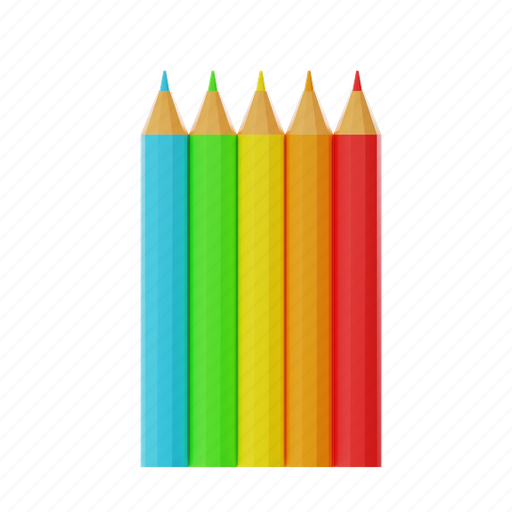 Pencil color, multicolor, draw, coloring, pen 3D illustration - Download on Iconfinder