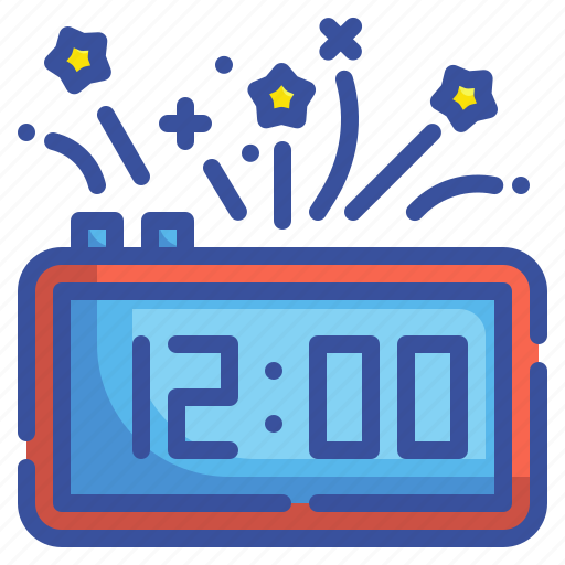 Midnight, clock, time, digital, new, year, celebration icon - Download on Iconfinder