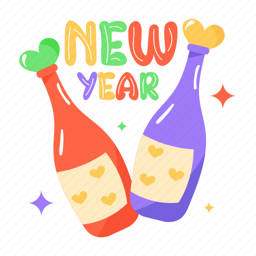Champagne bottles, wine bottles, new year, new year celebrations, new year drinks sticker - Download on Iconfinder