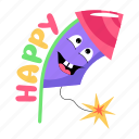 fire banger, fire rocket, happy, firecracker emoji, pyrotechnic