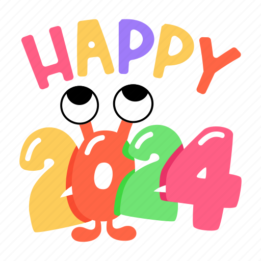 New year, happy new year, year typography, typography words, typography letters sticker - Download on Iconfinder