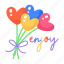 party fun, fun word, party balloons, colourful balloons, balloon bunch 