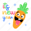 carrot emoji, root vegetable, new year, cute carrot, typography words 