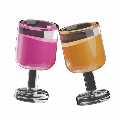 Champagne, glasses, party, alcohol, wine, drink, birthday 3D illustration - Download on Iconfinder