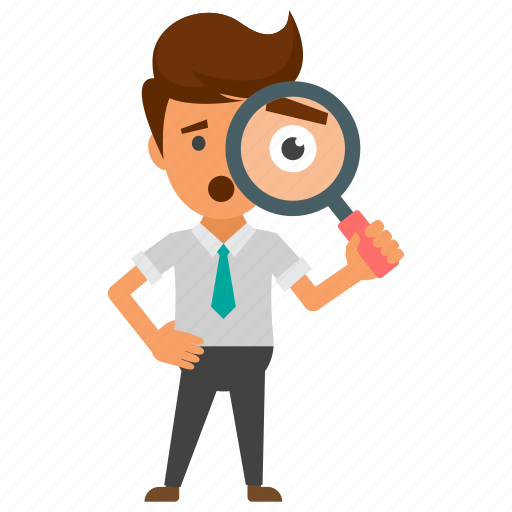 Analytical view, businessman curiosity, businessman investigating, businessman with magnifier, inspections icon - Download on Iconfinder