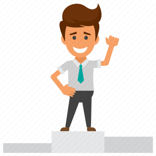 Business winning, businessman standing on leaderboard, employee of the month, employee prize, winner icon - Download on Iconfinder