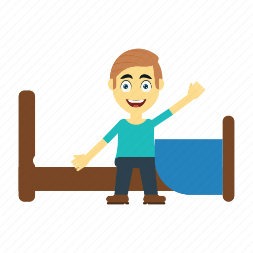 Awake, bed, employee, happy, man icon - Download on Iconfinder