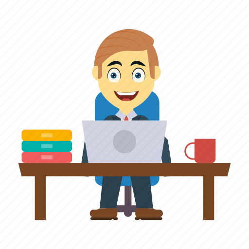 Desk, employee, laptop, table, working icon - Download on Iconfinder