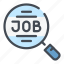 find, job, magnifier, offer, search, work 