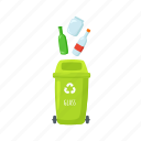 glass, garbage, truck, trash, can, flat, recycling, waste, bin