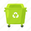 green, garbage, truck, trash, can, flat, recycling, waste, bin 