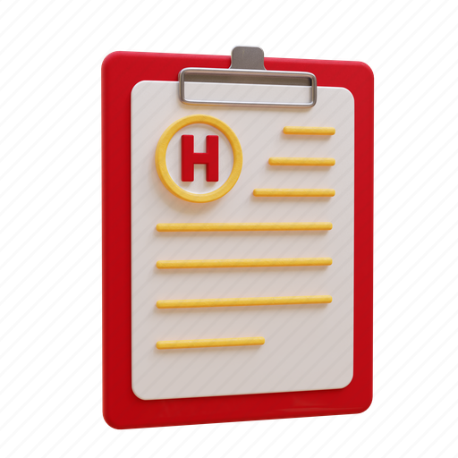 Medical record, clipboard, diagnosis, form, report, document, file 3D illustration - Download on Iconfinder