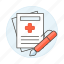care, case, clipboard, cross, health, hospital, information, patient, pen, record, red, report 