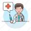 consultling, doctor, health, hospital, male, medical, personnel, stethoscope, syringe, vaccine 