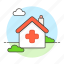 center, clinic, cross, facility, health, healthcare, hospital, house, red 
