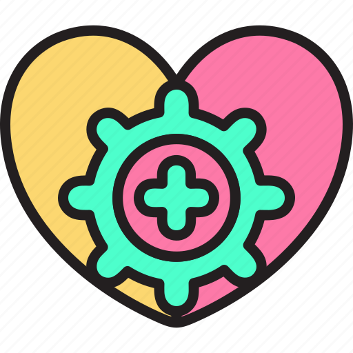 Healt, care, heart, love, gears, health, medical icon - Download on Iconfinder