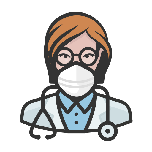 Coronavirus, doctor, female, n-95 mask, white icon - Free download