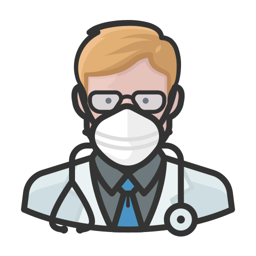Coronavirus, doctor, male, n-95 mask, white icon - Free download