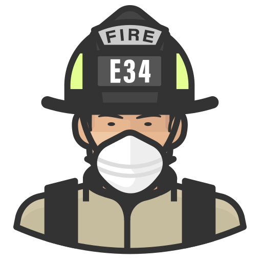 Asian, coronavirus, firefighter, male, n-95 mask icon - Free download