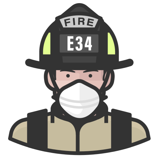 Coronavirus, firefighter, male, n-95 mask, white icon - Free download