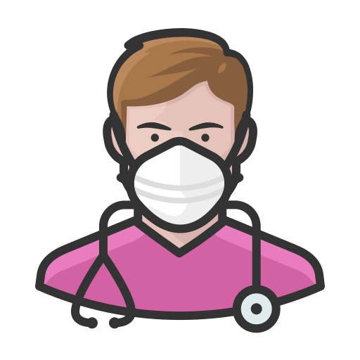 Coronavirus, male, n-95 mask, nurse, white icon - Free download