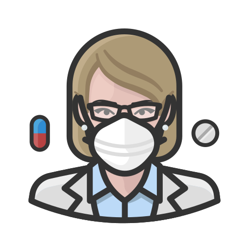 Coronavirus, female, n-95 mask, pharmacist, white icon - Free download