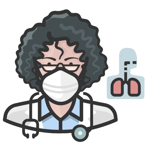 Coronavirus, female, n-95 mask, pulmonologist, white icon - Free download
