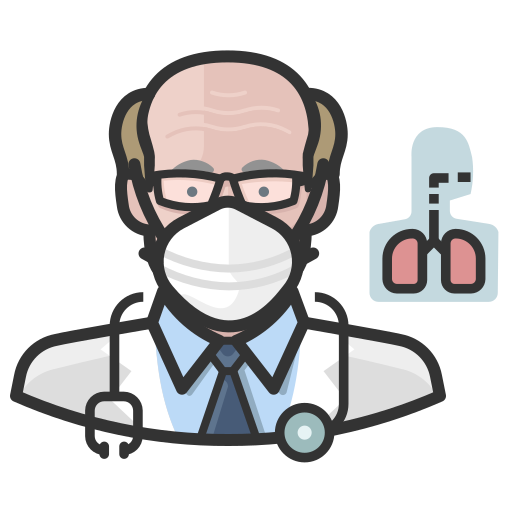 Coronavirus, male, n-95 mask, pulmonologist, white icon - Free download
