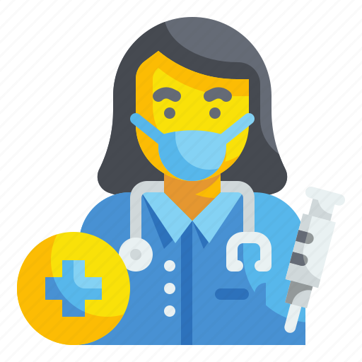 Female, medical, doctor, mask, profession, occupation, syringe icon - Download on Iconfinder