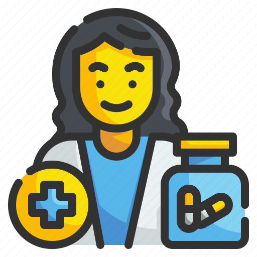 Pharmacist, pharmacy, hospital, medicine, woman, profession, occupation icon - Download on Iconfinder