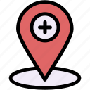 hospital, maps, and, location, map, position, pointer, placeholder, pin