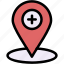 hospital, maps, and, location, map, position, pointer, placeholder, pin 