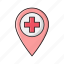 healthcare, hospital, location, medical, pin 